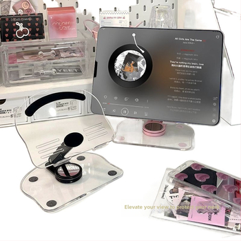 Regulējams galda turētājs telefonam un planšetdatoram, no akrila materiāla, universāla saderība