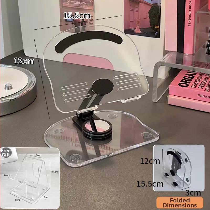 Regulējams galda turētājs telefonam un planšetdatoram, no akrila materiāla, universāla saderība