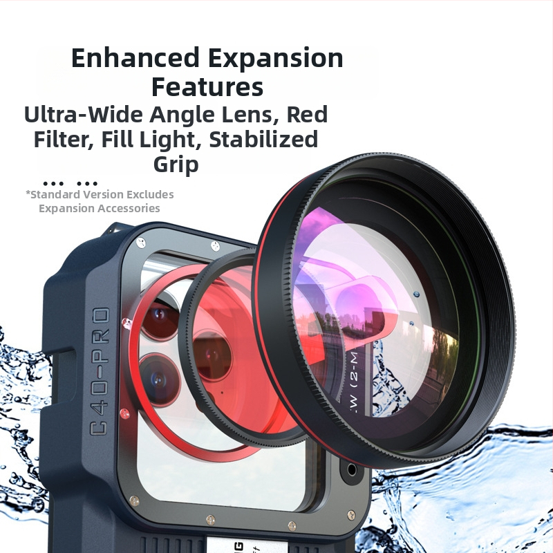 Po vandeniu veikiantis telefono dėklas, atsparus vandeniui iki 40 m, modelis C40 Pro — ABS stiklo lydinio medžiaga, svoris 427 g, logotipo spausdinimo galimybė