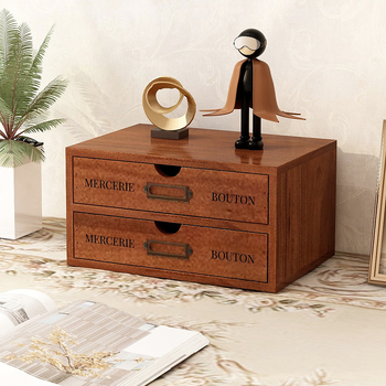 Fa asztali tároló rendező, négy szintes, emelt dizájn, mozgatható, porálló kozmetikai tárolásra