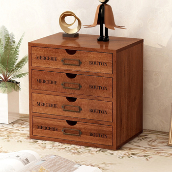 Fa asztali tároló rendező, négy szintes, emelt dizájn, mozgatható, porálló kozmetikai tárolásra