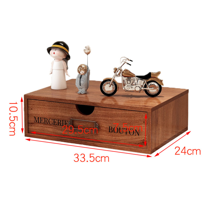 Fa asztali tároló rendező, négy szintes, emelt dizájn, mozgatható, porálló kozmetikai tárolásra