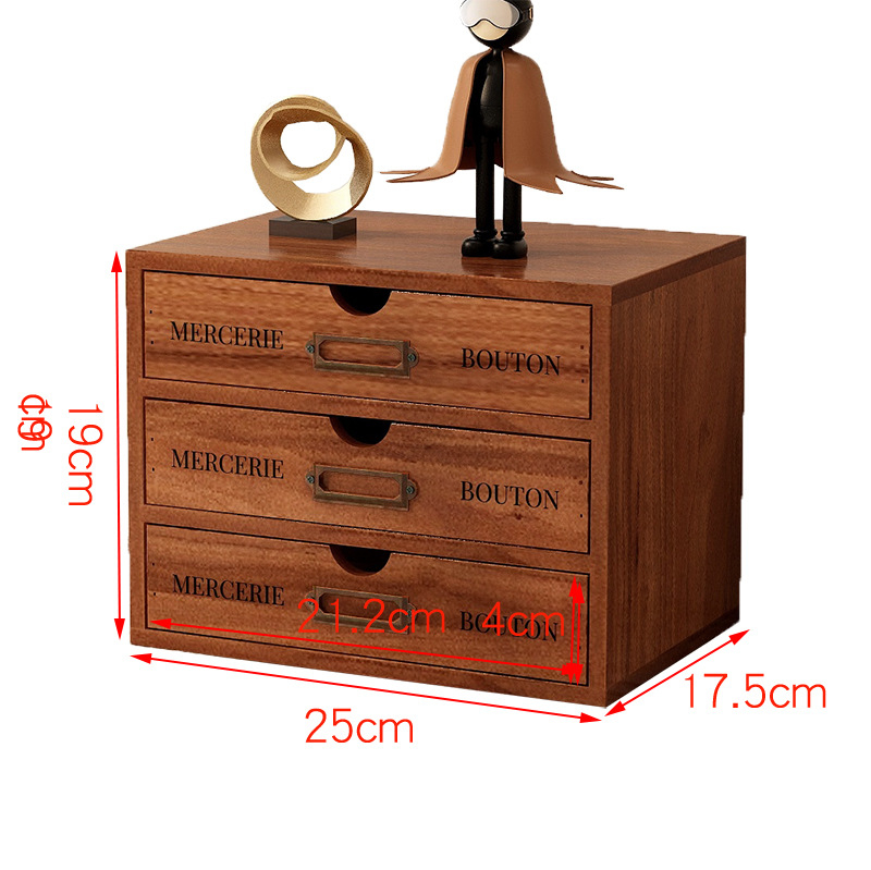 Fa asztali tároló rendező, négy szintes, emelt dizájn, mozgatható, porálló kozmetikai tárolásra