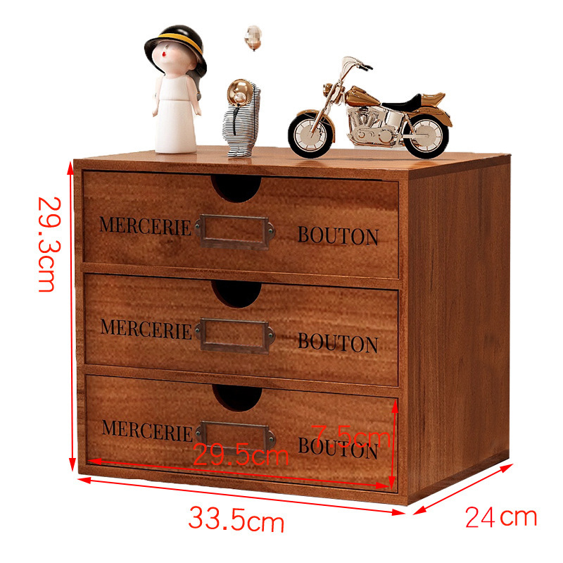 Fa asztali tároló rendező, négy szintes, emelt dizájn, mozgatható, porálló kozmetikai tárolásra