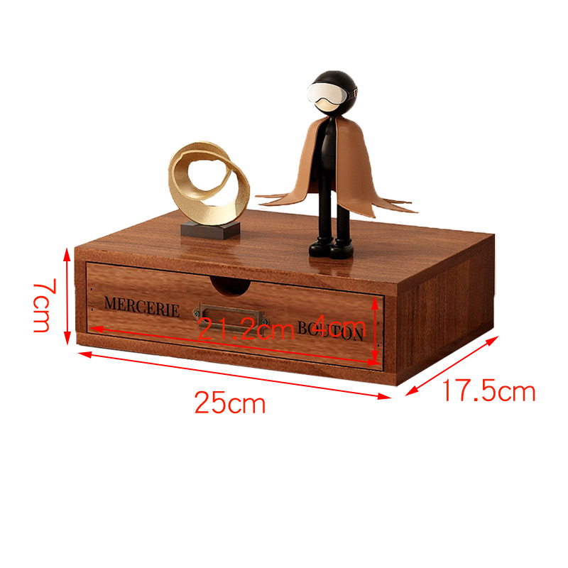 Fa asztali tároló rendező, négy szintes, emelt dizájn, mozgatható, porálló kozmetikai tárolásra