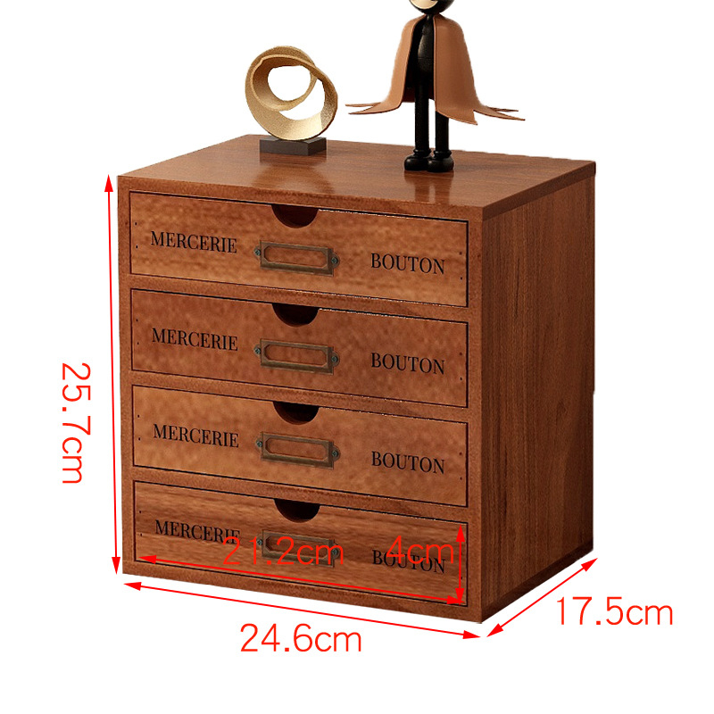 Fa asztali tároló rendező, négy szintes, emelt dizájn, mozgatható, porálló kozmetikai tárolásra