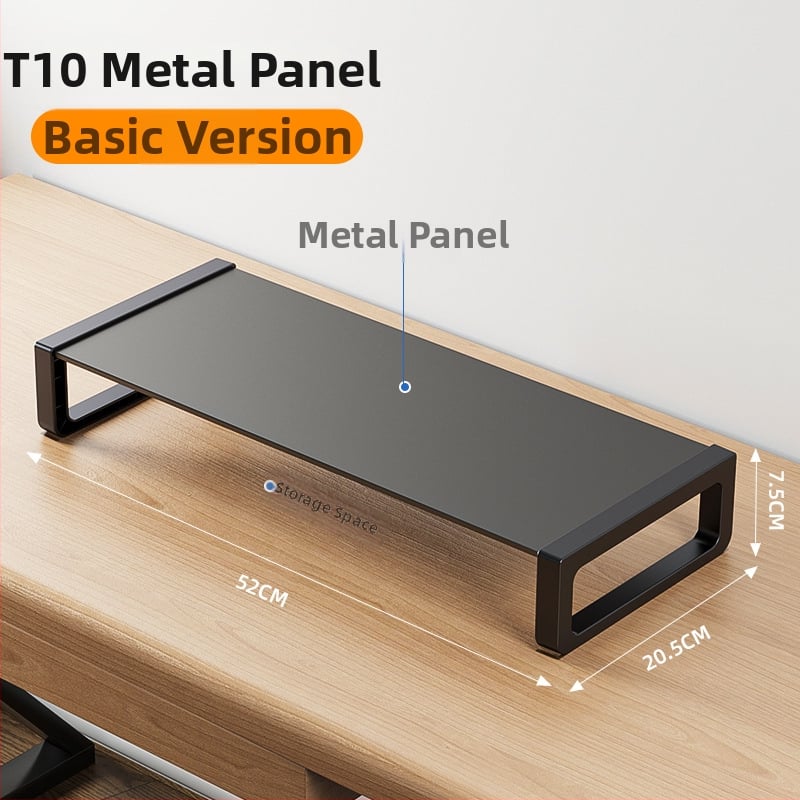 Monitora augstuma statīvs ar plaukta uzglabāšanas vietu darbam ar klēpjdatoru un LCD monitoru, sērija T/B, materiāls: dzelzs/tempered stikls, svars 1.5 kg