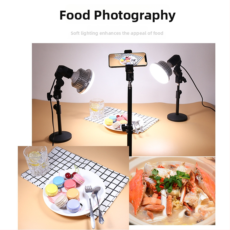 85W LED papildus apgaismojums dzīvajām straumēm un fotogrāfijai, 220V, LED avots, E14 kontaktligzda, 3m diapazons