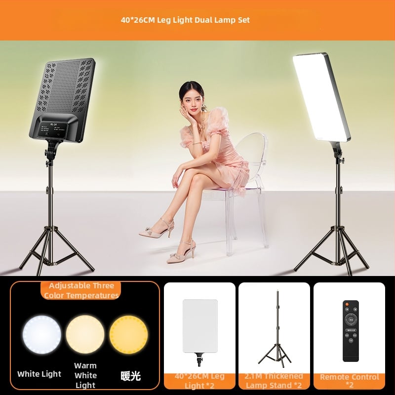 Portatiivne fotograafia valgus reguleeritava heleduse ja värvitemperatuuriga, ilma eraldi toiteallikata