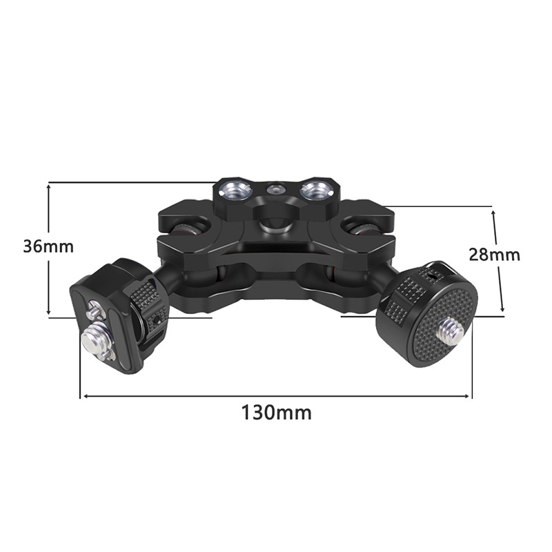 Reguliuojamas magiškos rankos su 1/4 ir 3/8 sriegiais, aliuminio lydinys, apkrova 2-5 kg, svoris 120 g