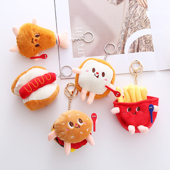 Puha plüss érmetárca anime karikatúra mintával, étel témájú medállal, bélés: vászon