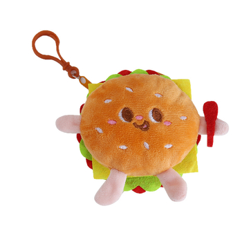 Puha plüss érmetárca anime karikatúra mintával, étel témájú medállal, bélés: vászon