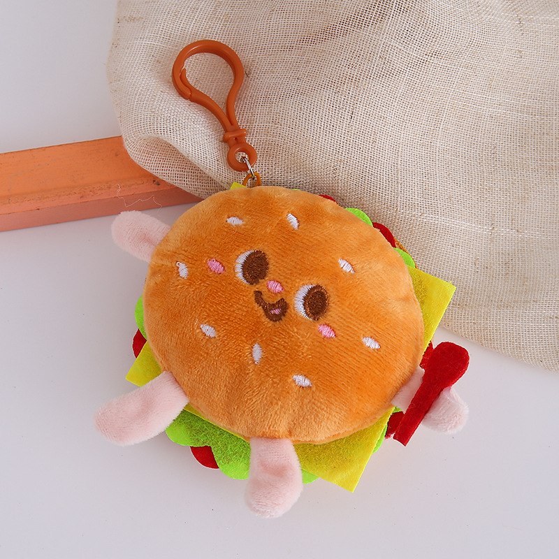 Puha plüss érmetárca anime karikatúra mintával, étel témájú medállal, bélés: vászon