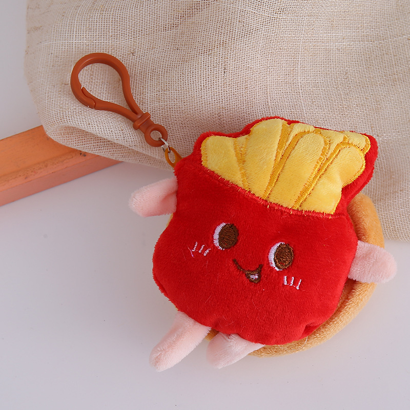 Puha plüss érmetárca anime karikatúra mintával, étel témájú medállal, bélés: vászon