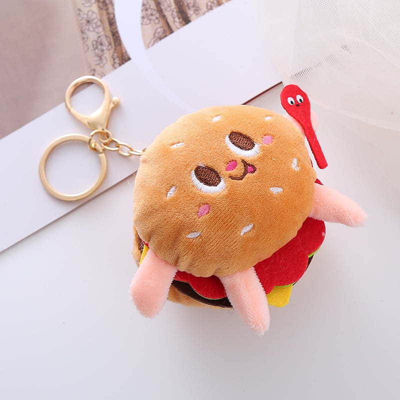 Puha plüss érmetárca anime karikatúra mintával, étel témájú medállal, bélés: vászon