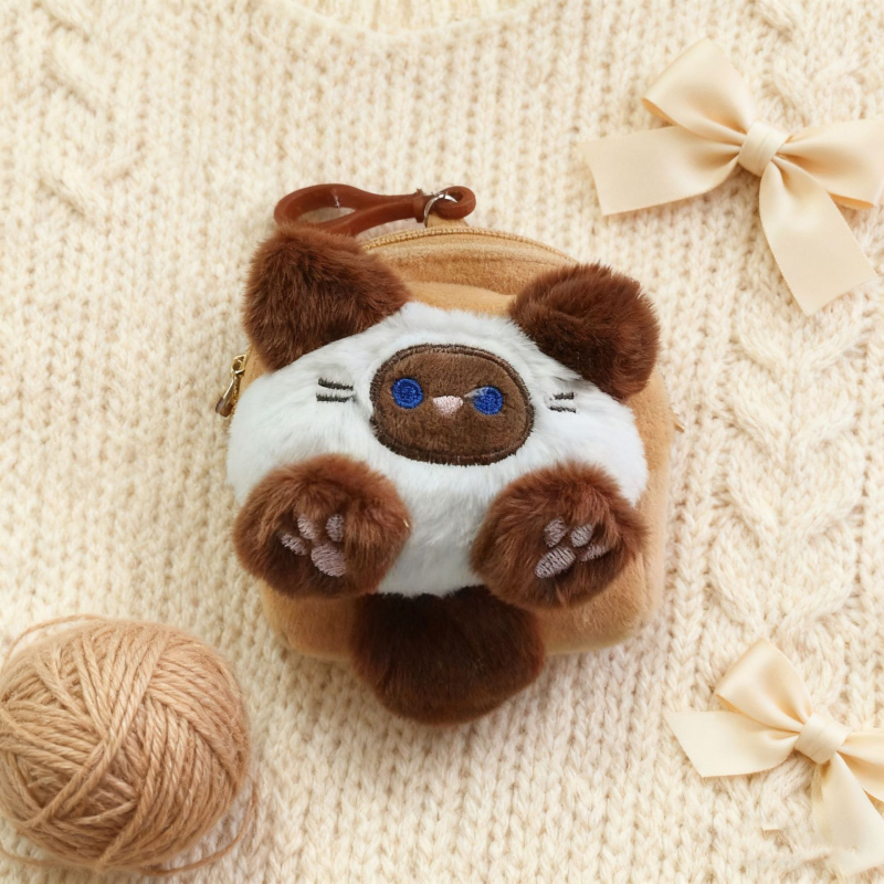 Plyšová peňaženka na mince s anime vzorom šteniatka, unisex, podšívka polyester, hmotnosť 26,5 g