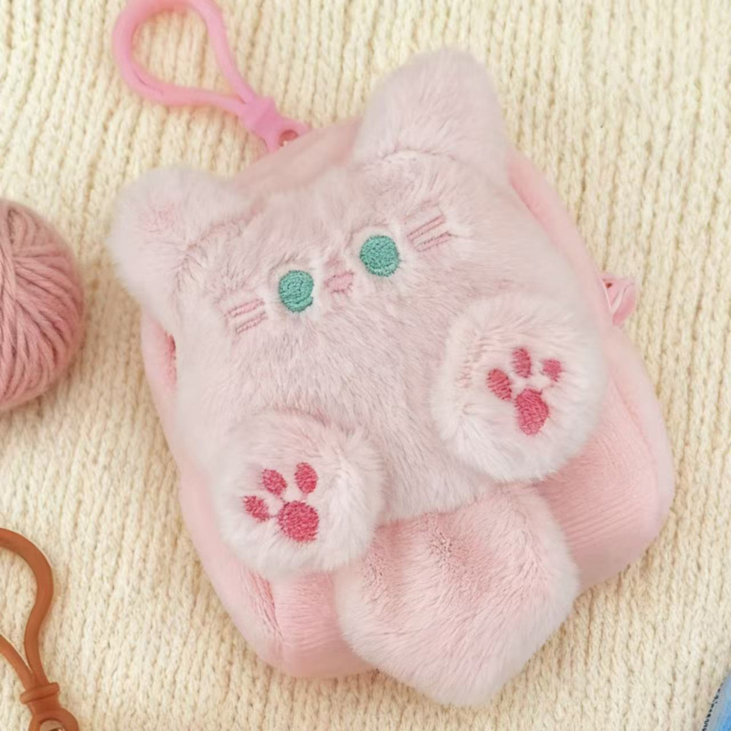 Plyšová peňaženka na mince s anime vzorom šteniatka, unisex, podšívka polyester, hmotnosť 26,5 g