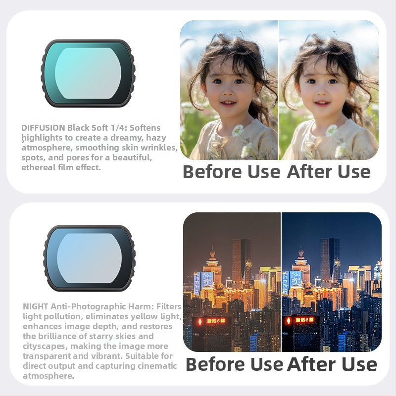 Filtr Pocket3 pre kameru – kov+sklo, v krabici, kompatibilný s Pocket3