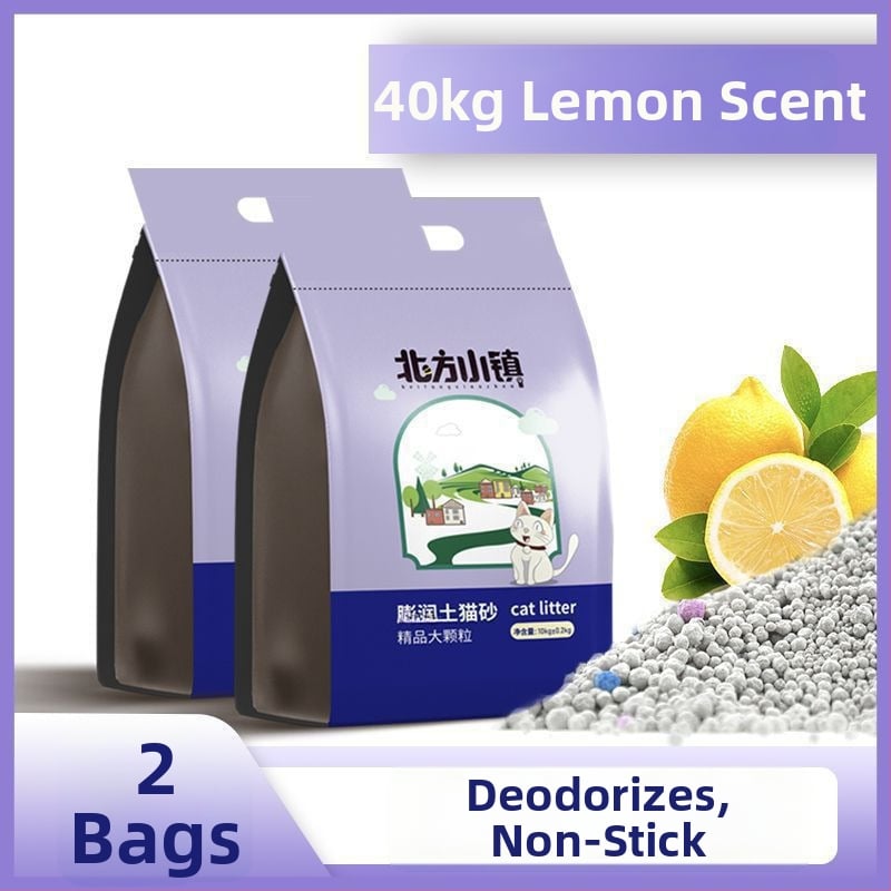 Котешки пясък на основата на бентонит, фини гранули, ниска прашност, лимонов аромат, за възрастни котки