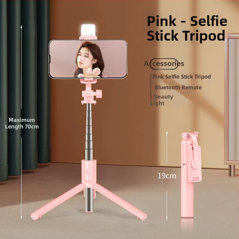 Bluetooth pret vibrācijas selfija nūja, pārnēsājams rokturis un 2-1 statīvs, LED apgaismojums un tālvadība