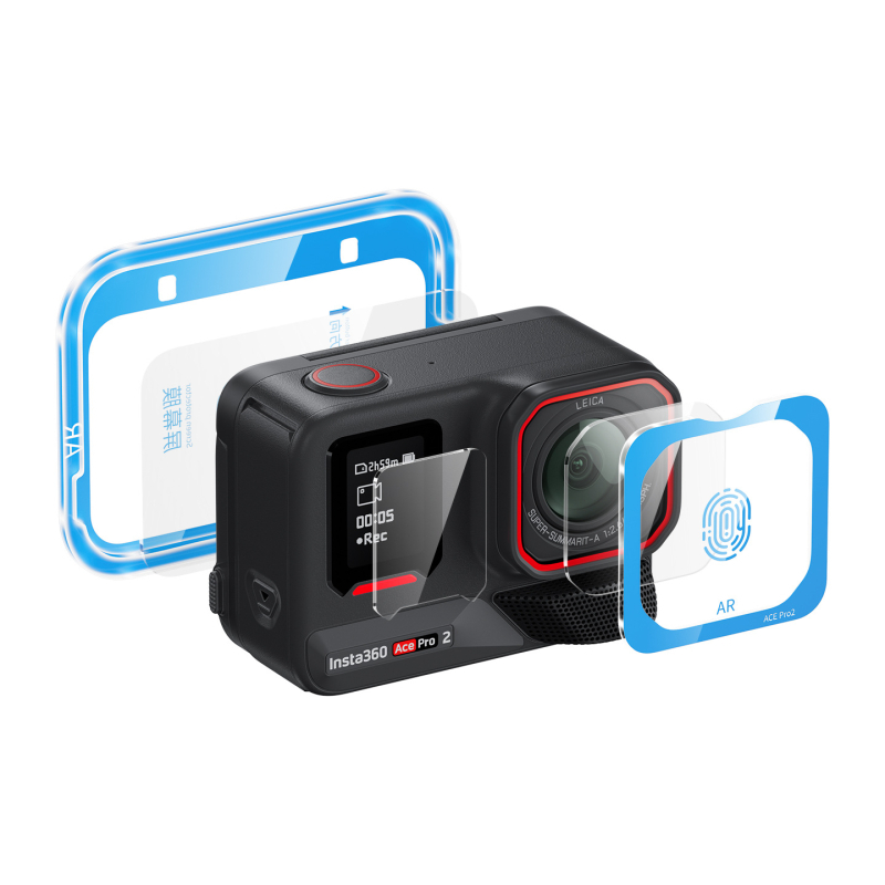 Insta360 AcePro2 ekranų ir objektyvo apsauga — kietas stiklas, AR antiatspindėjimo danga