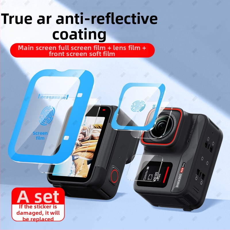 Insta360 AcePro2 ekranų ir objektyvo apsauga — kietas stiklas, AR antiatspindėjimo danga