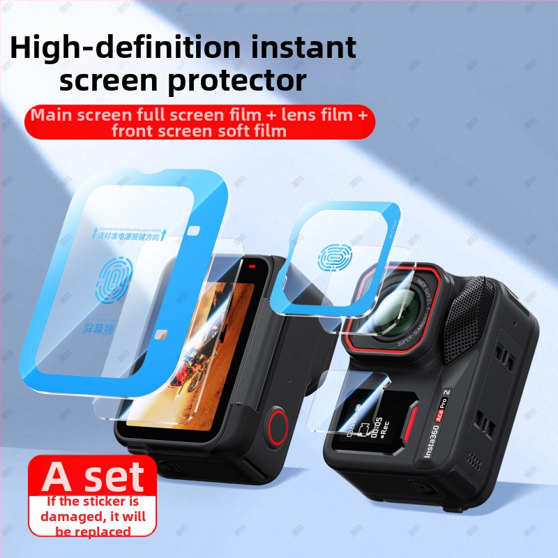 Insta360 AcePro2 ekranų ir objektyvo apsauga — kietas stiklas, AR antiatspindėjimo danga