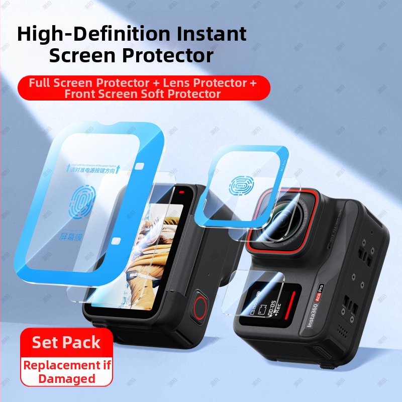 Insta360 AcePro2 ekranų ir objektyvo apsauga — kietas stiklas, AR antiatspindėjimo danga