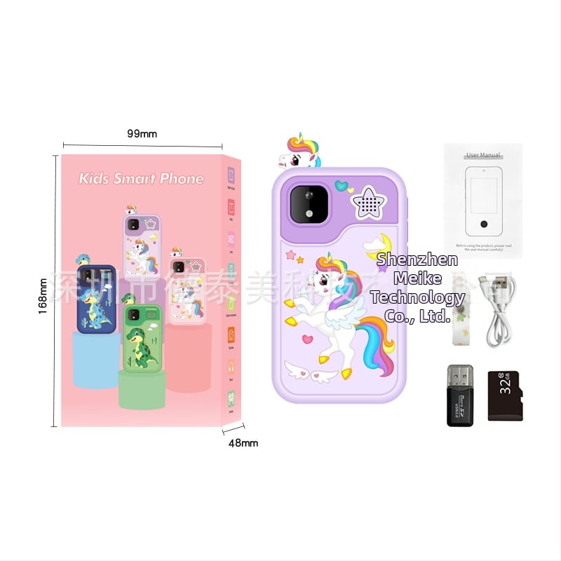 Детска камера с тема единорог и динозавър, модел D13, TF карта за съхранение, сензор до 1 MP, снимане и видеозапис, игри, филтри и стикери