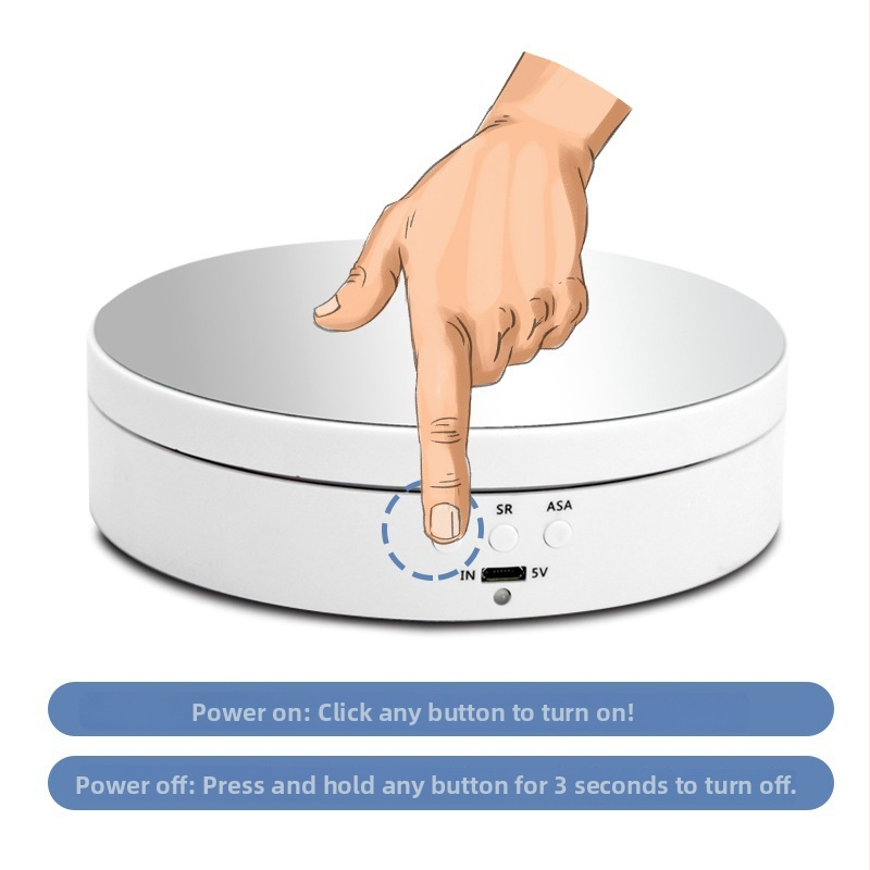 Elektrický otáčajúci sa stojan na prezentáciu, kruhová podstava, trojrýchlostné nastavenie, nastaviteľný uhol, nabíjateľný