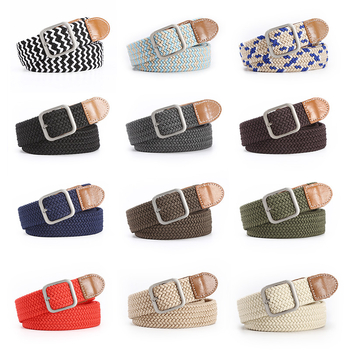 Ελαστική πλεκτή ζώνη για άνδρες και γυναίκες, πολυεστέρας, αγκράφα από κράμα, κλείσιμο με πείρο, πλάτος 2-4 cm