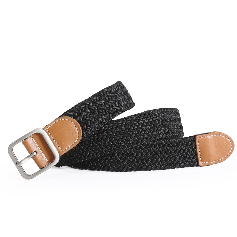 Ελαστική πλεκτή ζώνη για άνδρες και γυναίκες, πολυεστέρας, αγκράφα από κράμα, κλείσιμο με πείρο, πλάτος 2-4 cm