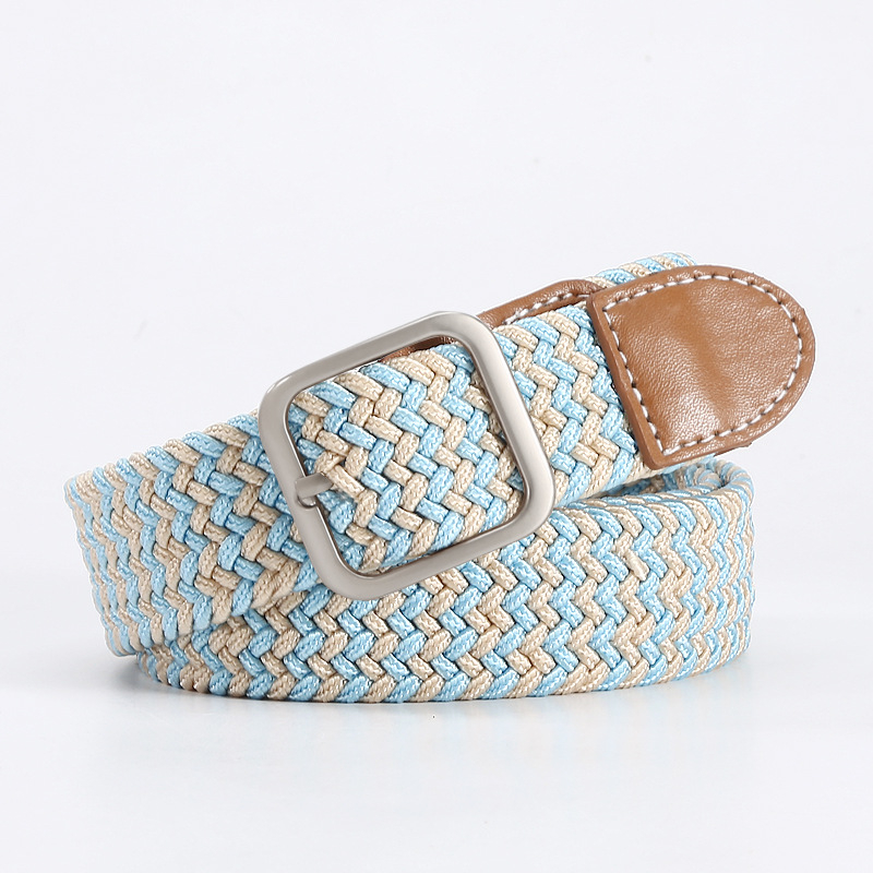 Ελαστική πλεκτή ζώνη για άνδρες και γυναίκες, πολυεστέρας, αγκράφα από κράμα, κλείσιμο με πείρο, πλάτος 2-4 cm