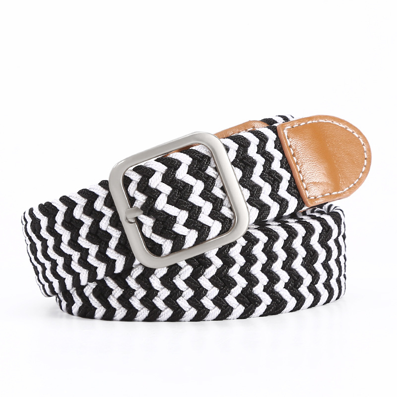 Ελαστική πλεκτή ζώνη για άνδρες και γυναίκες, πολυεστέρας, αγκράφα από κράμα, κλείσιμο με πείρο, πλάτος 2-4 cm