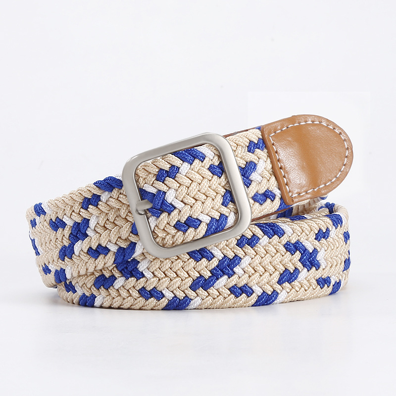 Ελαστική πλεκτή ζώνη για άνδρες και γυναίκες, πολυεστέρας, αγκράφα από κράμα, κλείσιμο με πείρο, πλάτος 2-4 cm