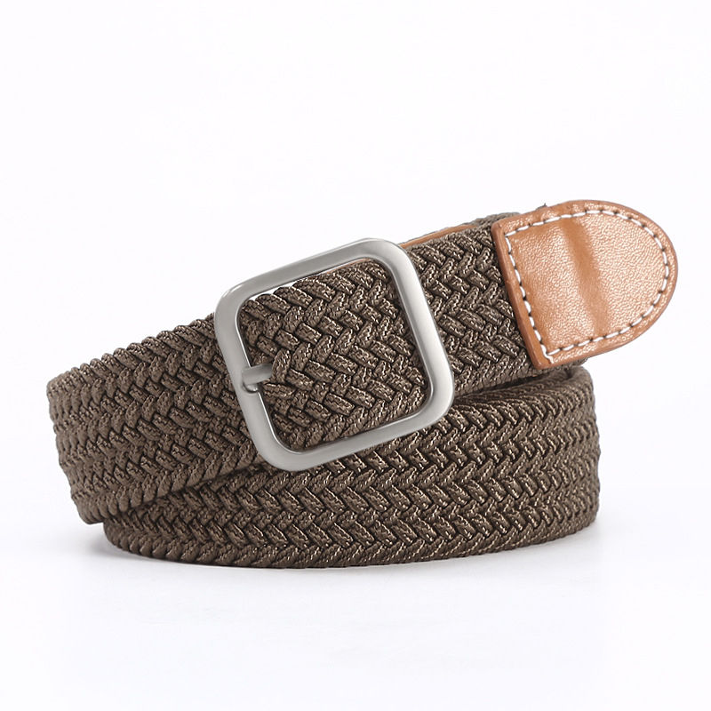 Ελαστική πλεκτή ζώνη για άνδρες και γυναίκες, πολυεστέρας, αγκράφα από κράμα, κλείσιμο με πείρο, πλάτος 2-4 cm