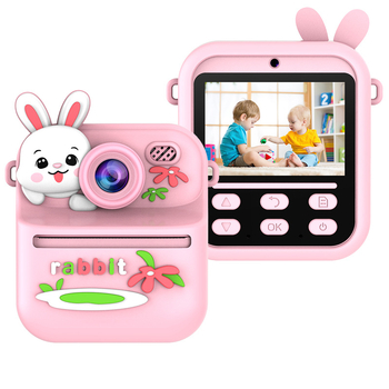 Lastele mini printimise kaamera silikoonkestaga, 1080P kahekordne kaamera, 2,4-tolline LCD, TF-kaarditugi, ABS-korpus, väljalase 2025.