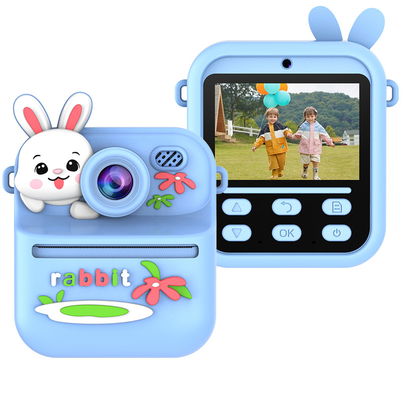 Lastele mini printimise kaamera silikoonkestaga, 1080P kahekordne kaamera, 2,4-tolline LCD, TF-kaarditugi, ABS-korpus, väljalase 2025.