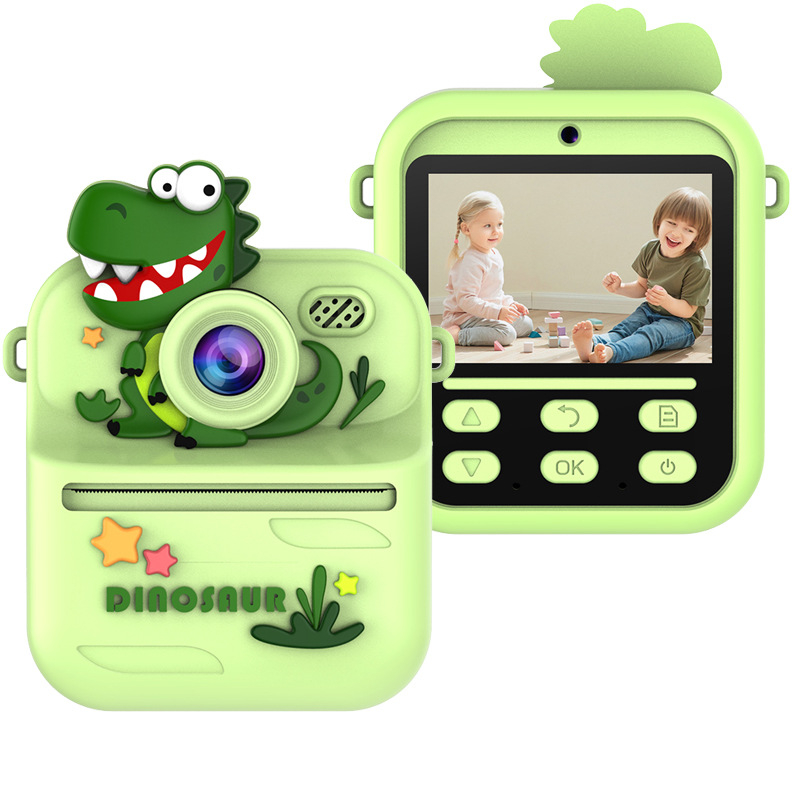 Lastele mini printimise kaamera silikoonkestaga, 1080P kahekordne kaamera, 2,4-tolline LCD, TF-kaarditugi, ABS-korpus, väljalase 2025.