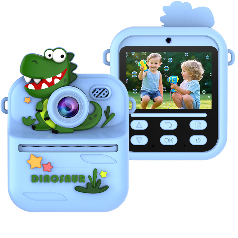 Lastele mini printimise kaamera silikoonkestaga, 1080P kahekordne kaamera, 2,4-tolline LCD, TF-kaarditugi, ABS-korpus, väljalase 2025.