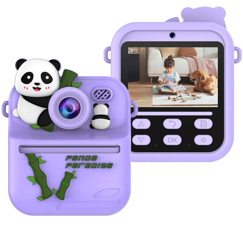 Lastele mini printimise kaamera silikoonkestaga, 1080P kahekordne kaamera, 2,4-tolline LCD, TF-kaarditugi, ABS-korpus, väljalase 2025.