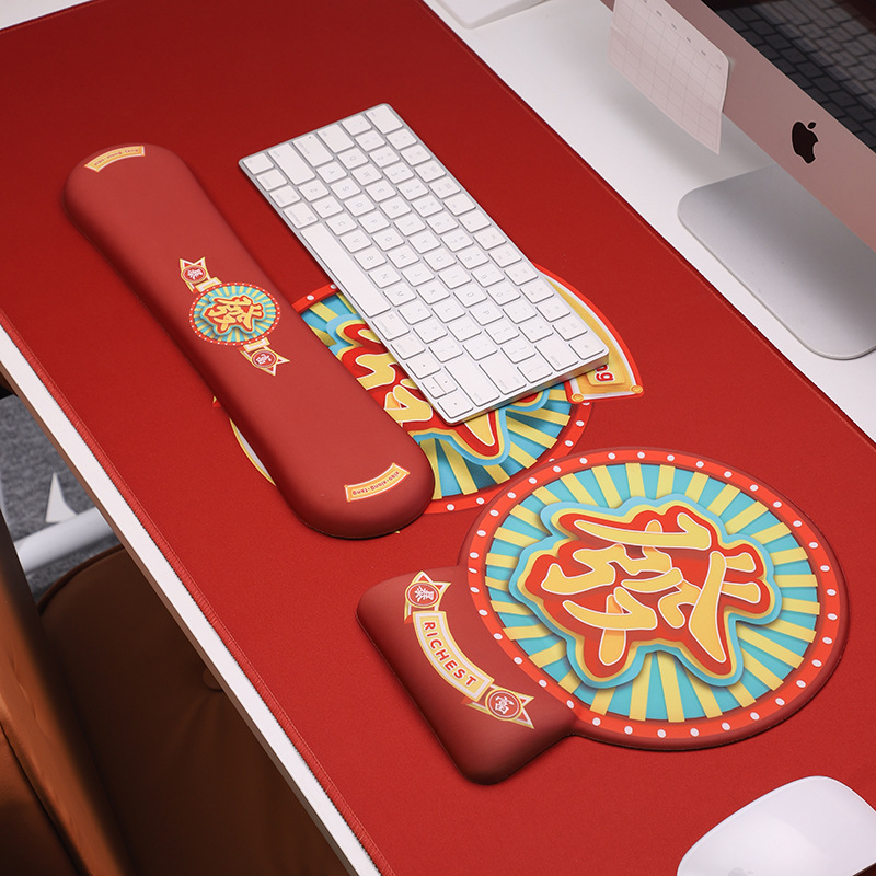 Rokas locītavas paliktnis tastatūrai un pelei ar atmiņas putām un silikona audumu, vienpusīgs, ar logotipu