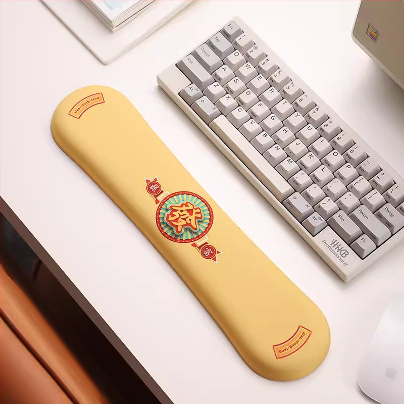 Rokas locītavas paliktnis tastatūrai un pelei ar atmiņas putām un silikona audumu, vienpusīgs, ar logotipu