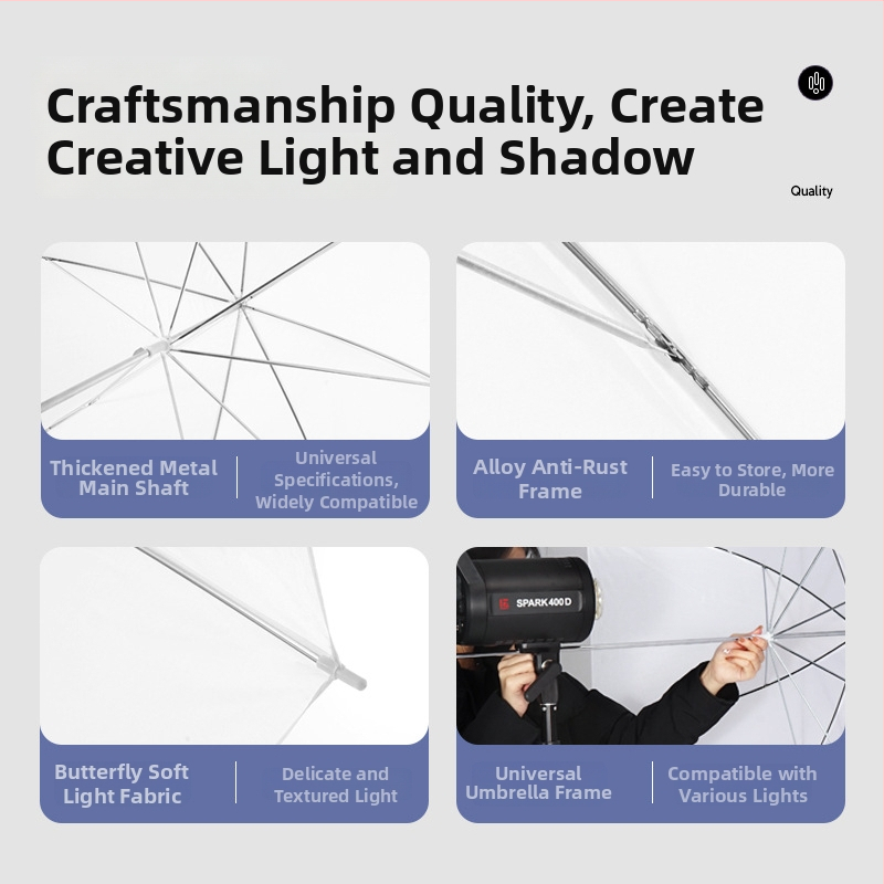 Fotografický reflexný dážnik na osvetlenie, paraboličný dizajn, značka Miaotu, model Reflective umbrella, maximálna záťaž 2–5 kg, hmotnosť 0,5 kg