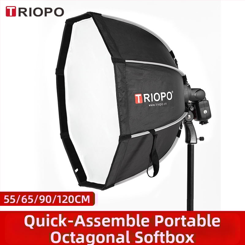 Oktagoninis minkštas softbox viršutinei blykstei — aliuminio lydinys, modeliai KS55 KS65 KS90 KS120, svoris 0,64 kg