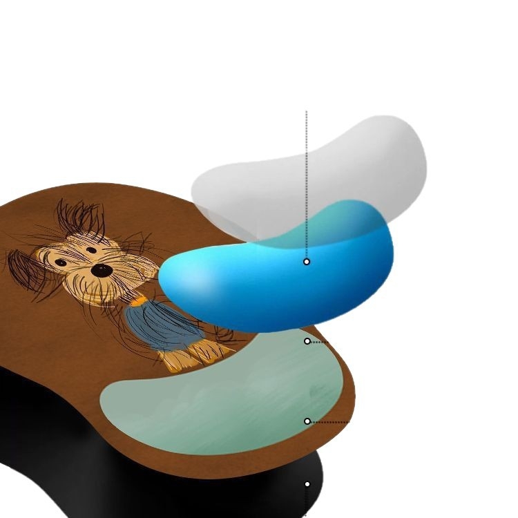 Kummijas galda paliktnis ar pretslīdējošu virsmu, ar termiskās pārneses druku, karikatūras suņa dizains