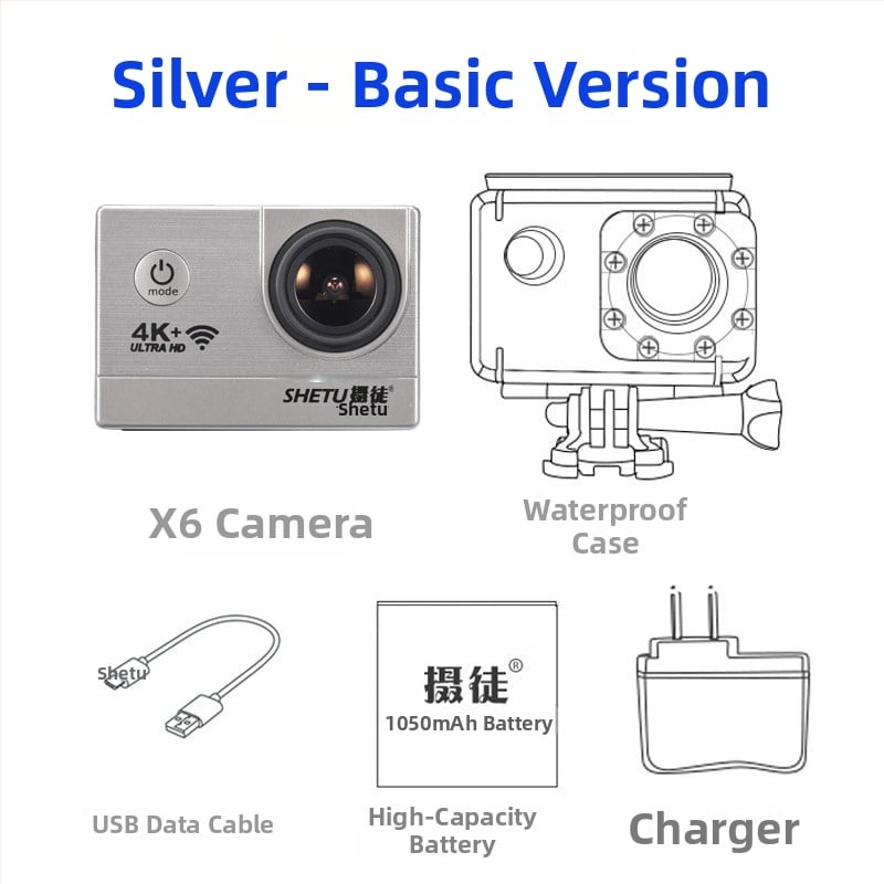 X6 veiksmo kamera – 360° įrašas, 3 MP, palaiko iki 32 GB atminties kortelę, svoris 75,6 g