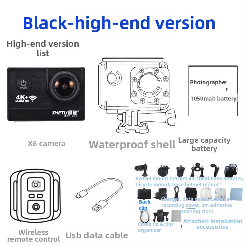 X6 veiksmo kamera – 360° įrašas, 3 MP, palaiko iki 32 GB atminties kortelę, svoris 75,6 g