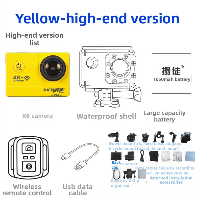 X6 veiksmo kamera – 360° įrašas, 3 MP, palaiko iki 32 GB atminties kortelę, svoris 75,6 g