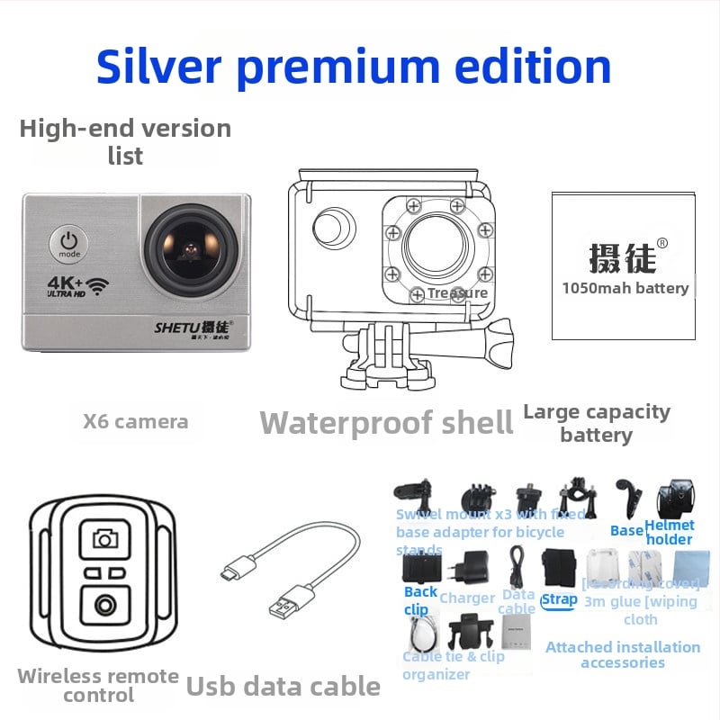 X6 veiksmo kamera – 360° įrašas, 3 MP, palaiko iki 32 GB atminties kortelę, svoris 75,6 g